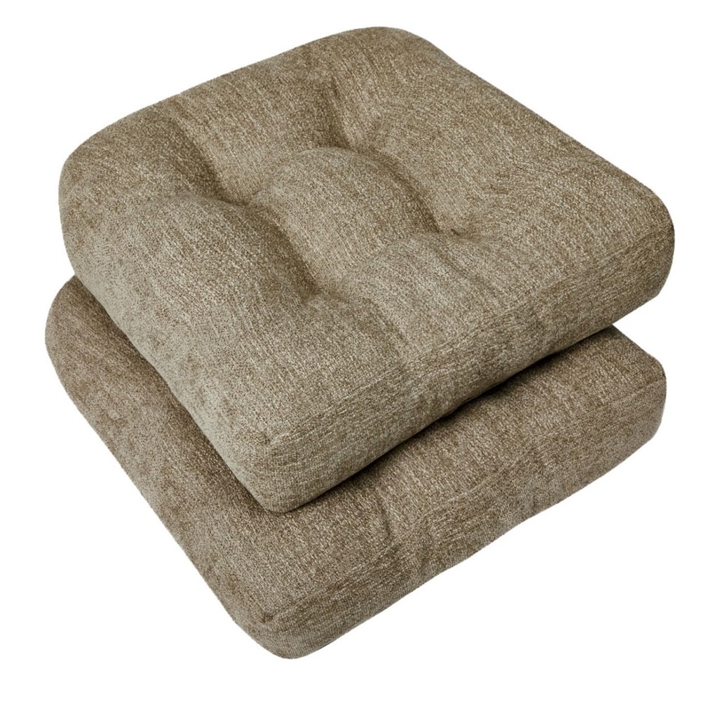 Khaki Tufted KITCHEN Cushions-Indoor 17x17x5” (2-pack)